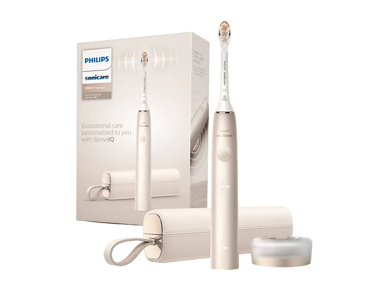 Cepillo eléctrico - Philips DiamondClean Prestige 9900 HX9992/11, App, Tecnología SenseIQ, Sensor de presión, 5 modos, Dorado champán