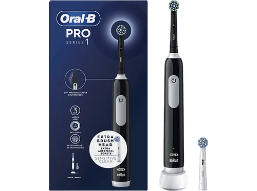 Cepillo eléctrico - Oral-B Pro Series 1, 2 Cabezales, Temporizador, 3 Modos, Tecnología 3D, Negro