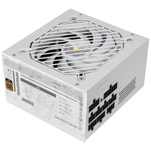FUENTE MODULAR MARS GAMING 650W MPB650PSI ATX3.1 80+GOLD PFC ACTIVO PCIe5.1 12V-2X6 DC-DC SMD BLANCO
