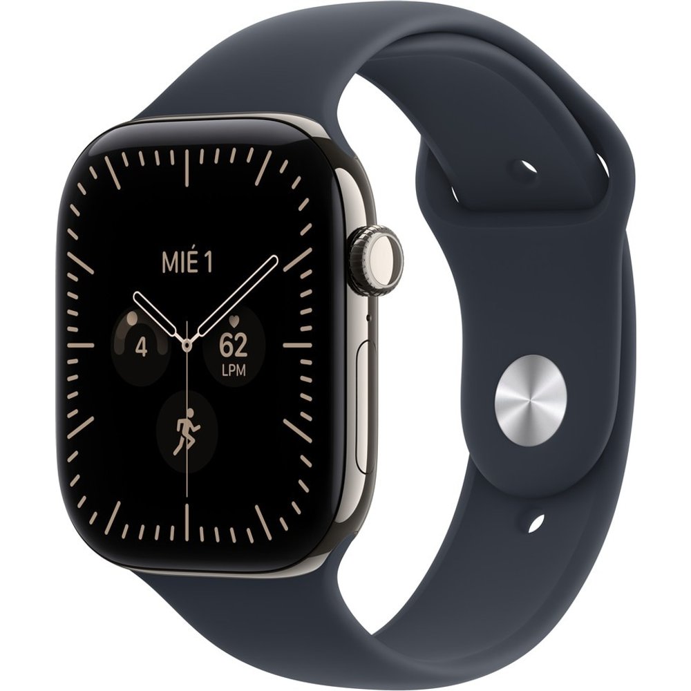 Apple - Apple Watch Series 12 GPS + Cellular 46mm Titanio Natural con Correa Deportiva Azul Náutico (S-M).