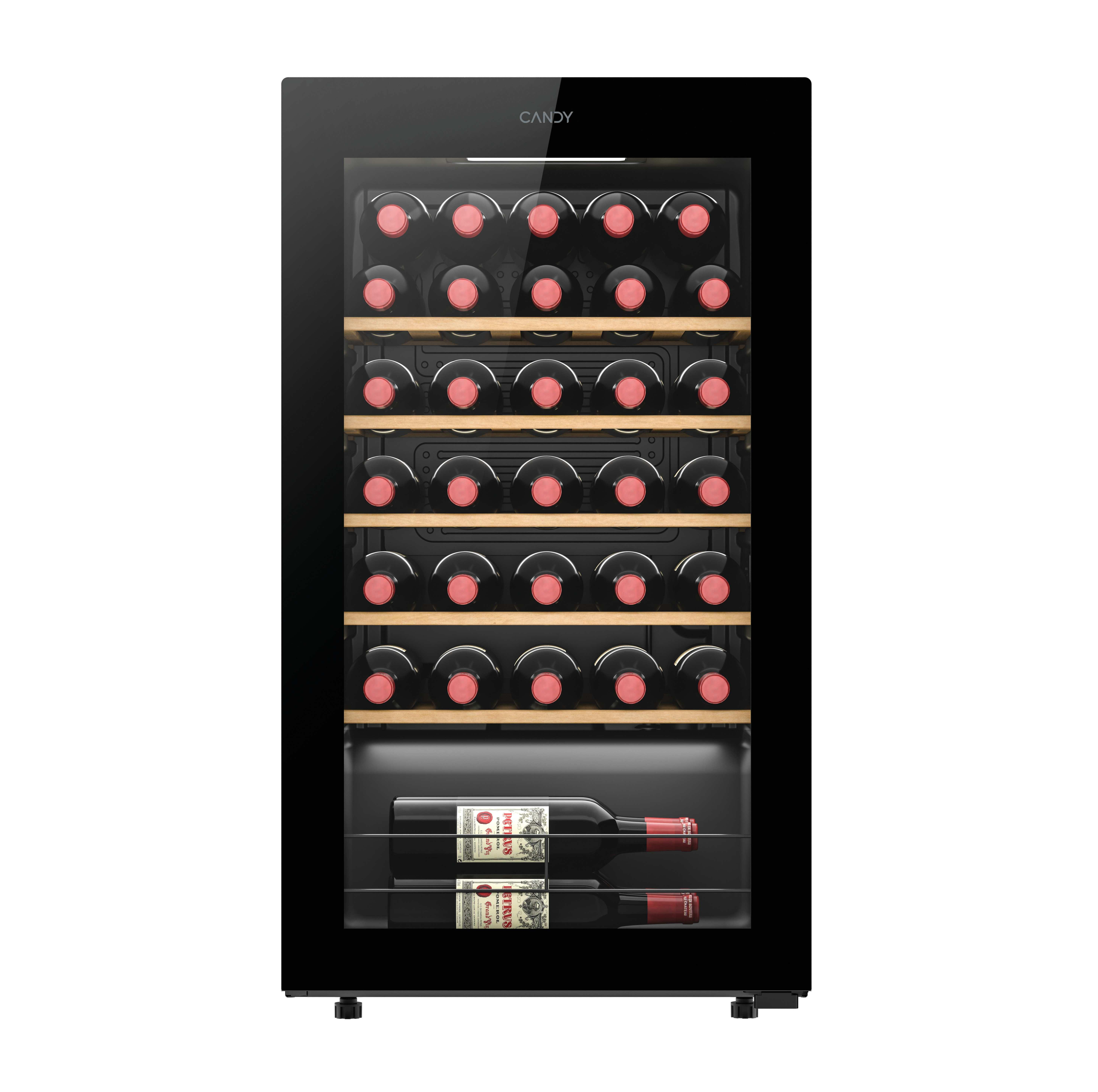 Vinoteca - Candy CWC034 DiVino Estático, Temperatura 5º 20º, 34 botellas, Iluminación LED, Wi-Fi, Negro