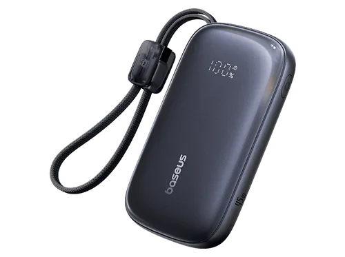 Powerbank - Baseus EnerFill FC21 Qpow 3, 10000mAh, 45W, Carga rápida, Con cable USB-C a iP, Negro Cosmic