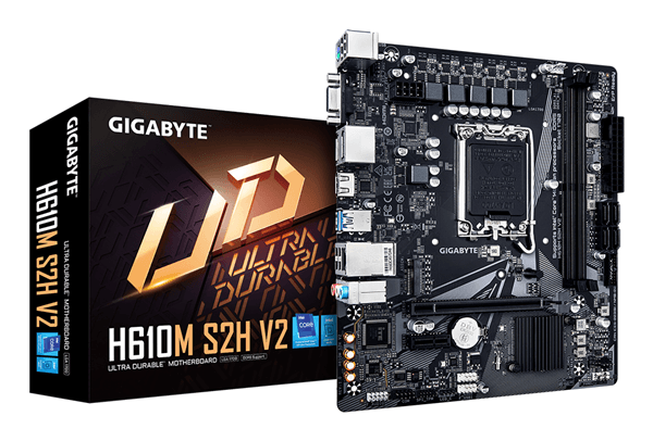 GIGABYTE Intel H610M S2H V2 Placa base - Soporta CPUs Intel Core de 14ª generación, 4+1+1 Fases Híbridas VRM Digital, hasta 5600MHz DDR5, 1xPCIe 3.0