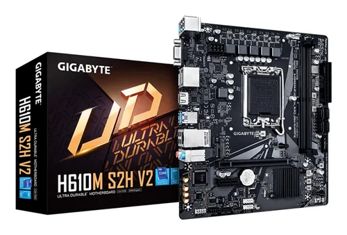 GIGABYTE Intel H610M S2H V2 Placa base - Soporta CPUs Intel Core de 14ª generación, 4+1+1 Fases Híbridas VRM Digital, hasta 5600MHz DDR5, 1xPCIe 3.0