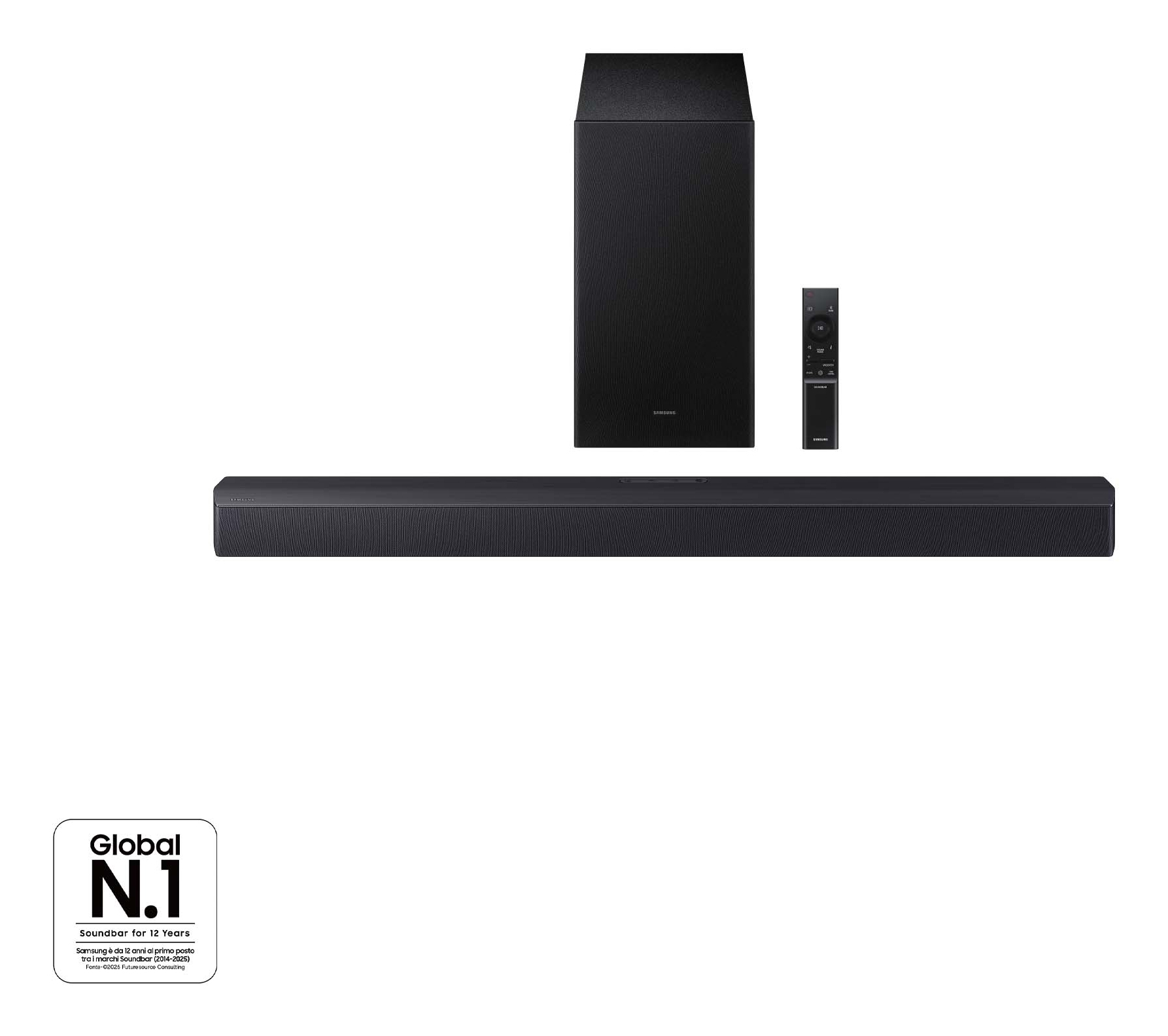 Barra de sonido - Samsung HW-B450F/ZF, Bluetooth, Inalámbrico, 300 W, Subwoofer y Dolby Audio, 2.1 canales, Negro