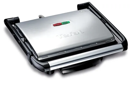 Grill - Tefal Inicio GC241D, Potencia 2000W, Recubrimiento antiadherente,Parrilla multifunción, Bandeja de goteo extraíble, Plata