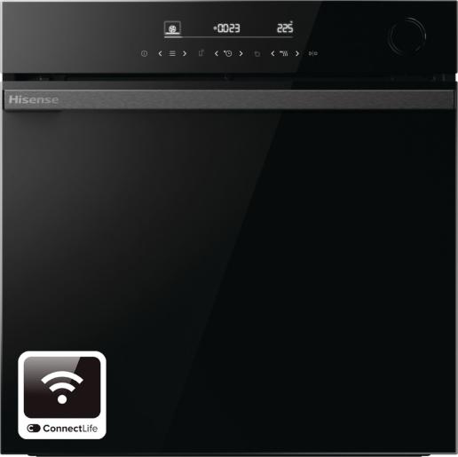 Horno a vapor - Hisense BSA66346PBG, Multifunción, Pirolítico, 77 l, WiFi, Cocción simultánea, Modo Air Fry, 56.4 cm, Negro