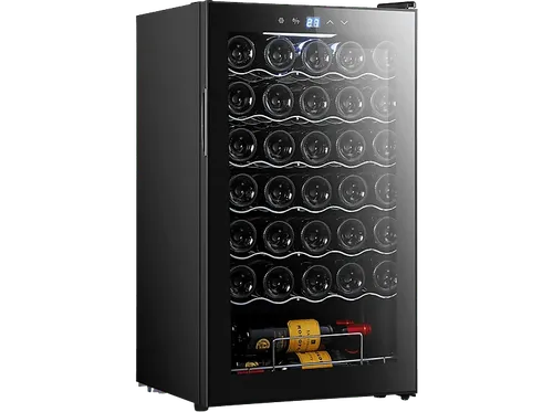 Vinoteca - Cecotec Bolero GrandSommelier 34030 Black Compressor, Compresor, Capacidad 34 botellas, Temperatura regulable, Luz LED interior,