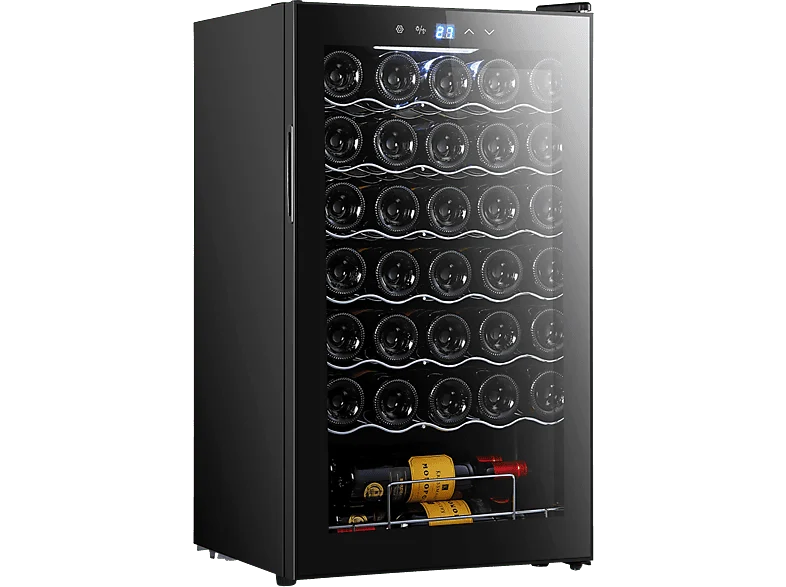 Vinoteca - Cecotec Bolero GrandSommelier 34030 Black Compressor, Compresor, Capacidad 34 botellas, Temperatura regulable, Luz LED interior,