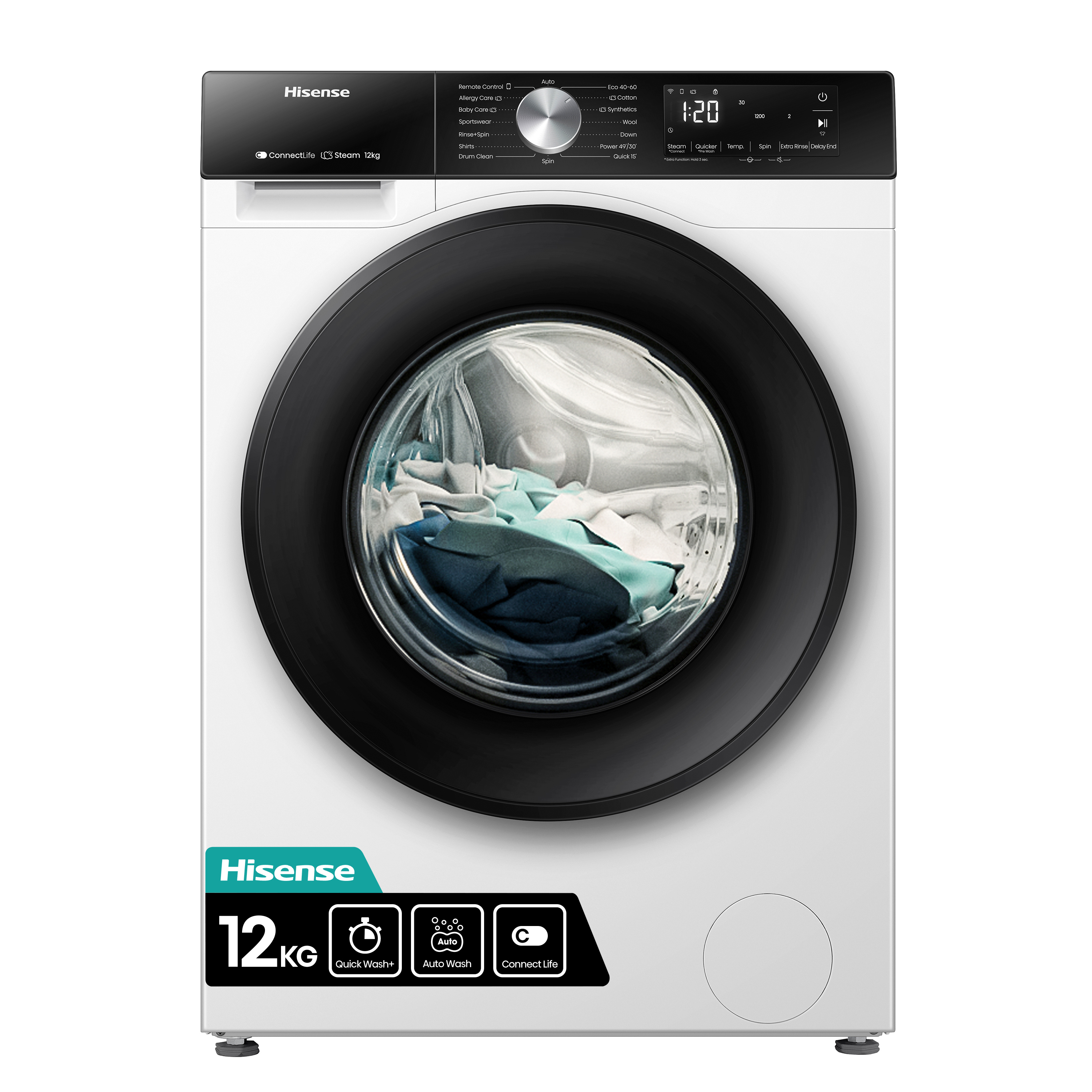 LAVADORA CARGA FRONTAL HISENSE WF3S1243BW3 12 KG 1400 RPM A BLANCO