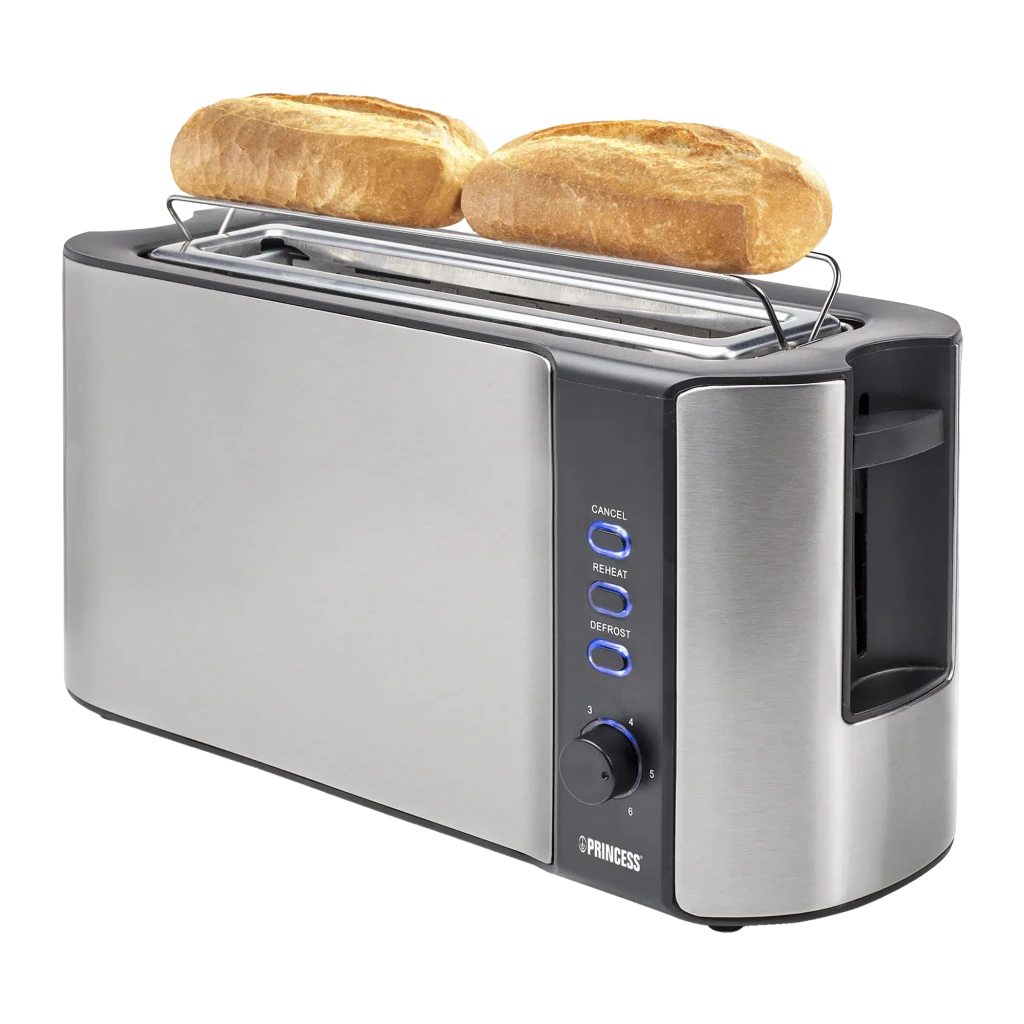 Tostadora Princess Ranura Larga con Accesorio para Panecillos 1000W Acero Inoxidable 142353