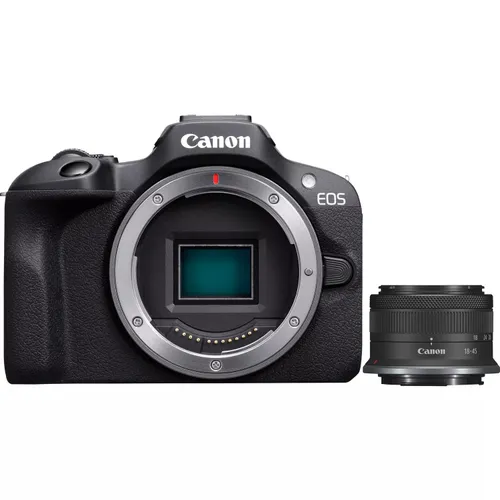 Canon EOS R100 + RF-S 18-45mm F4.5-6.3 IS STM Kit - Cámara Mirrorless 24.1 MP 4K