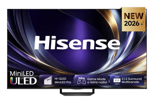 TV Mini LED 75" - Hisense 75U7S PRO, HDR 4K, Quad Core/MT9655, 165 Hz Nativos, Hi-View AI Engine Pro, Tuned By Devialet, Negro