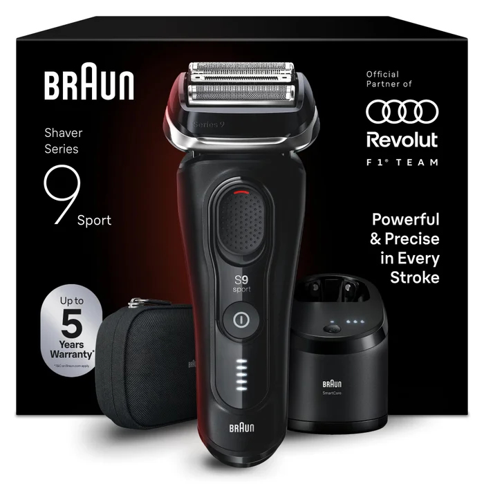 Afeitadora - Braun eléctrica Series 9 Sport 9150cc, Centro de carga y limpieza SmartCare 5 en 1, Wet&Dry, Autonomía 60 min, Negra