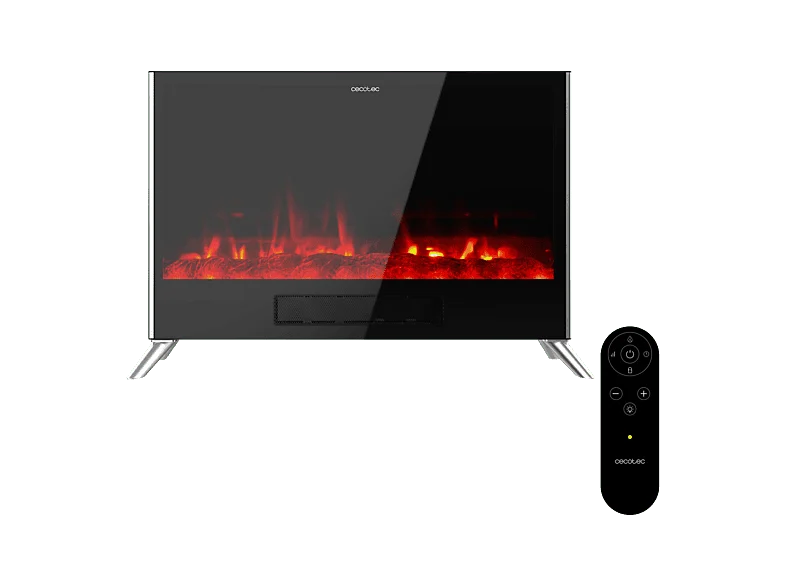 Chimenea eléctrica - Cecotec ReadyWarm 7500 3in1 Total Flames, 2000W, Tecnología cerámica, Convección, 2 modos, Mando a distancia, Efecto llama, Negro