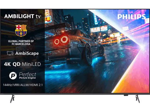 TV Mini LED 65" - Philips 65MLED901/12, UHD 4K, Ambilight TV, Smart Dolby Vision y Atmos, Titan OS, Negro