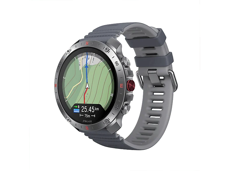 Reloj deportivo - Polar Grit X2 Pro, Gris, 130-220 mm, Pantalla táctil AMOLED 1.39", Registro salud 24/7