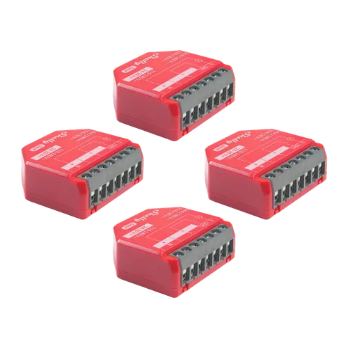 Relé inteligente Shelly 1PM Gen4 Pack 4 unidades Rojo Medición de consumo