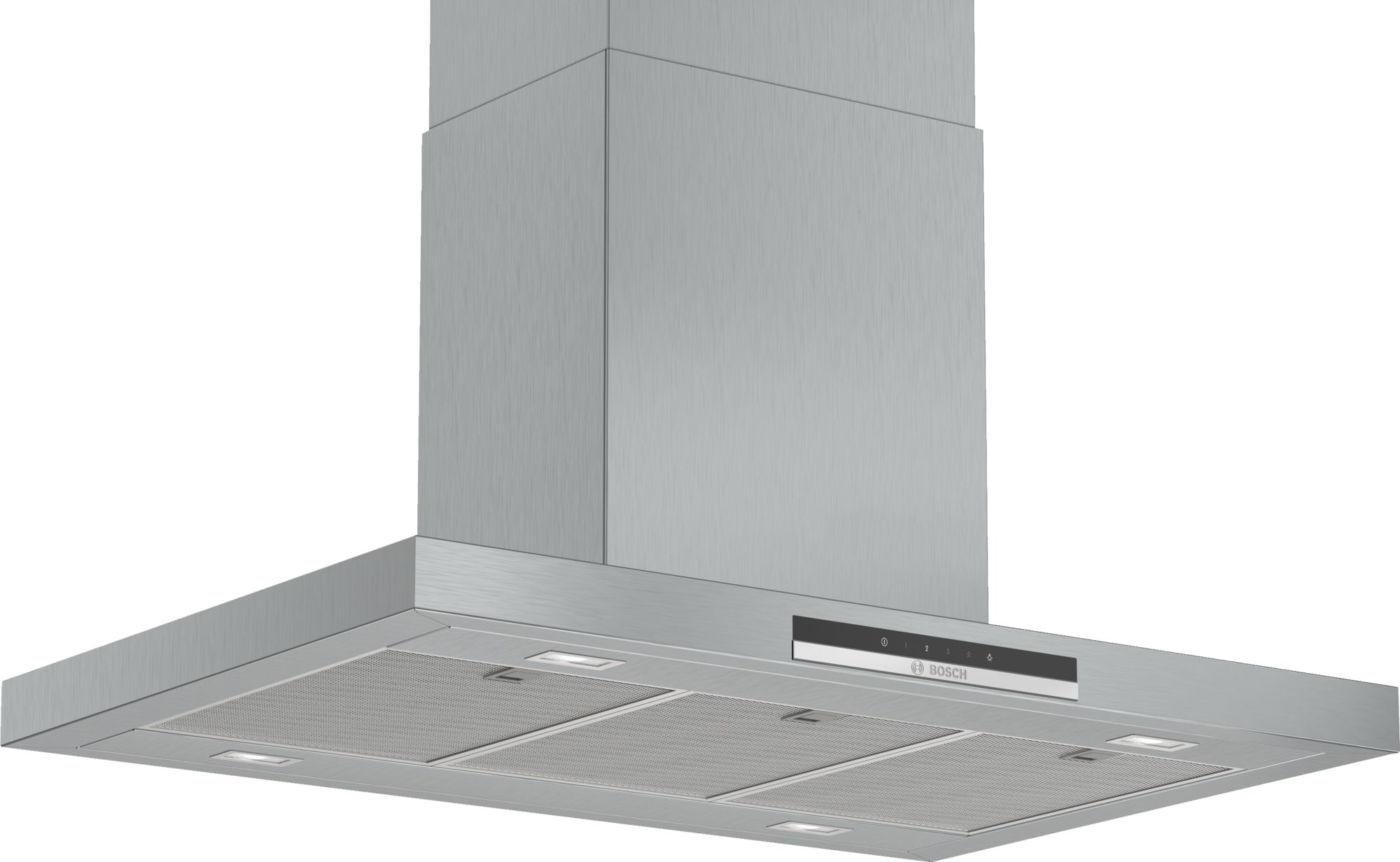 Campana de isla - Bosch DIB97IM50, 754 m³/h, 4 velocidades, Ultra silenciosa, Touch Select, 90 cm, Inox