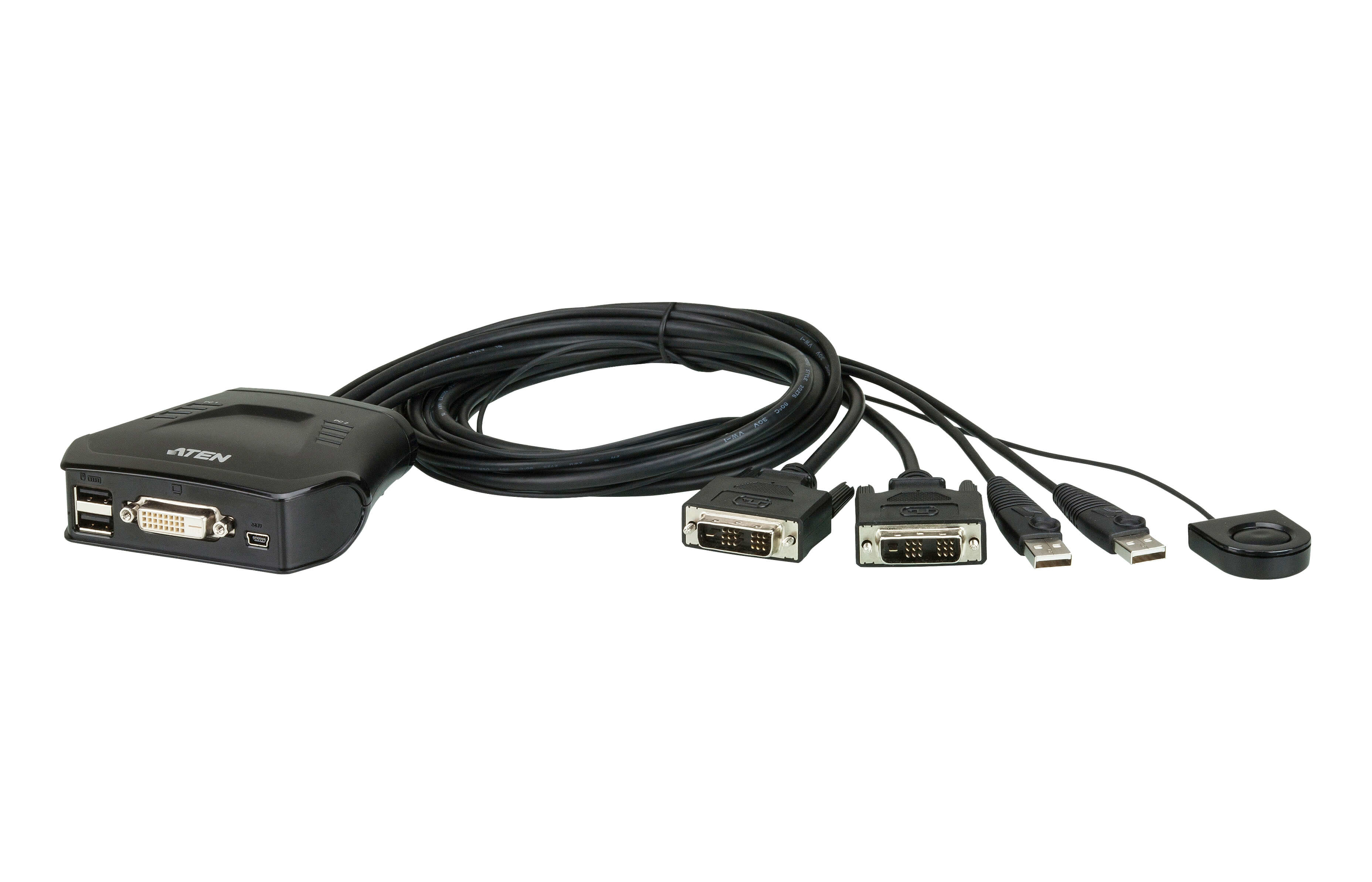 ATEN Switch KVM formato cable DVI USB de 2 puertos con selector CS22D