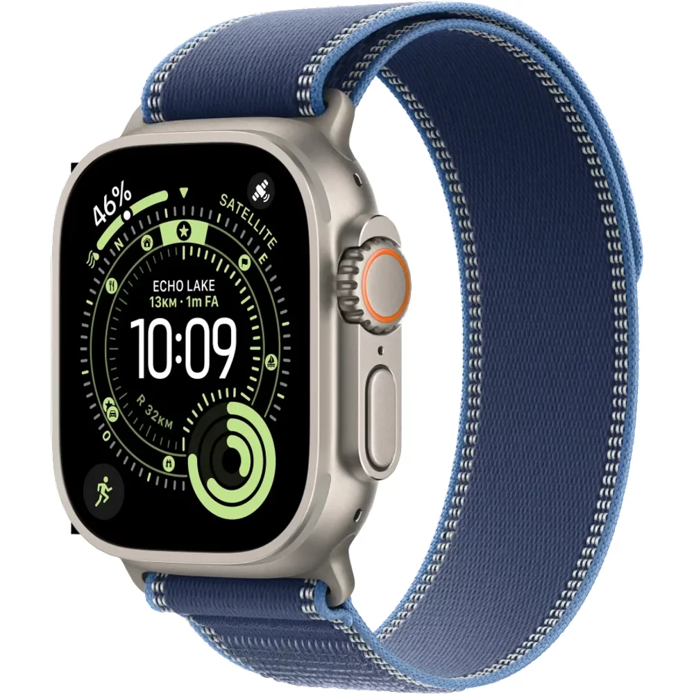Apple Watch Ultra 3 GPS + Cellular 49mm Natural Titanium Case with Blue/Bright Blue Trail Loop - S/M