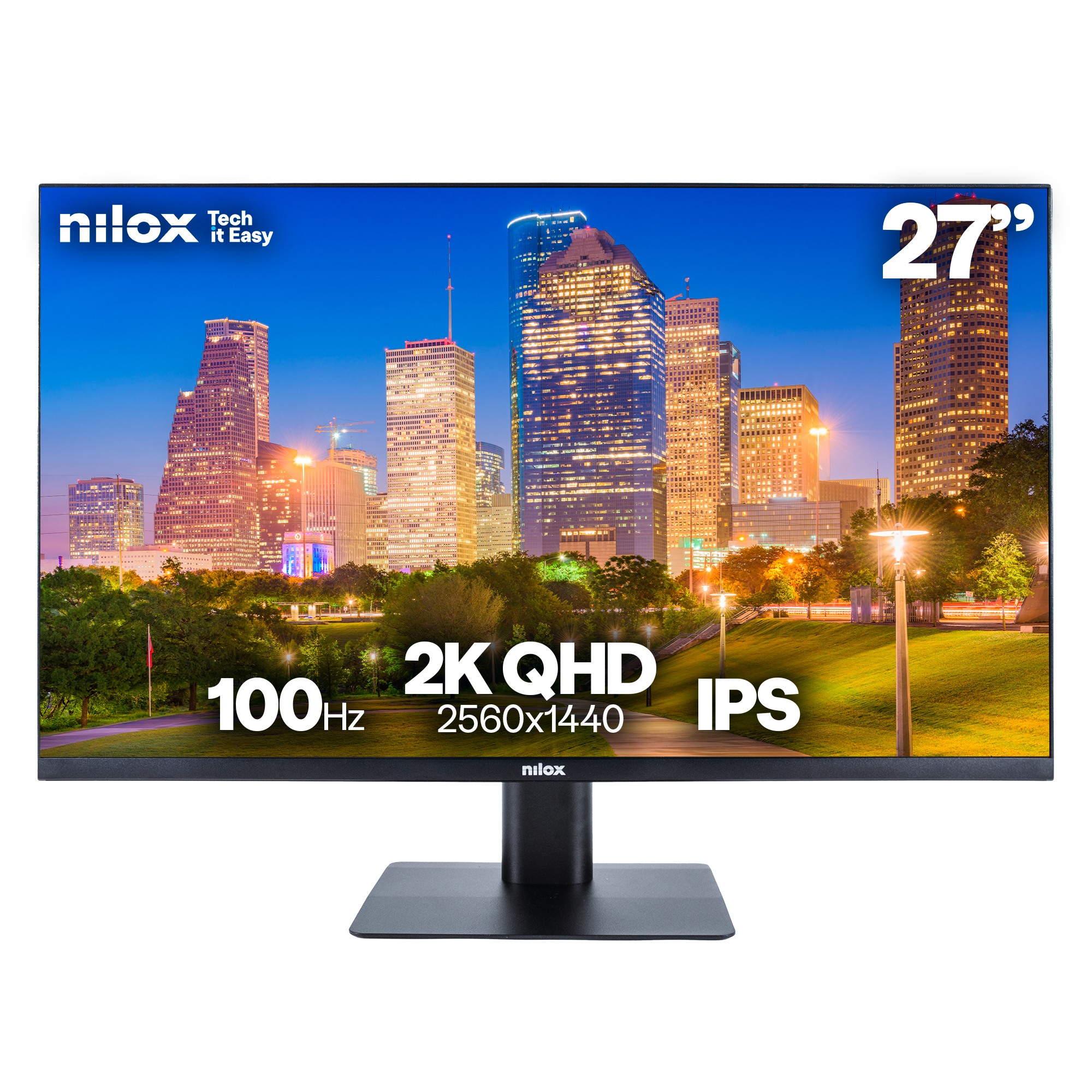 NILOX Monitor Desktop - Monitor 27", 2K, IPS, 100Hz, 2 HDMI, 1 DP, 1ms, Multimedia 27" LED IPS 2K HDMI Altavoces