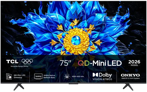TV QD-Mini LED 75" - TCL 75P8L, UHD 4K, AiPQ Pro Processor, Smart TV, DVB-T2, Negro