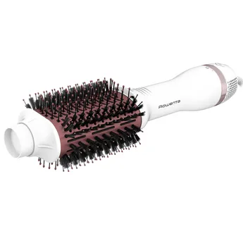 Moldeador - Rowenta Volumizer CF6135F0, 3D Volume Booster, Recubrimiento cerámico, Cabezal Ovalado XL, 4 salidas iónicas, Blanco y rosa