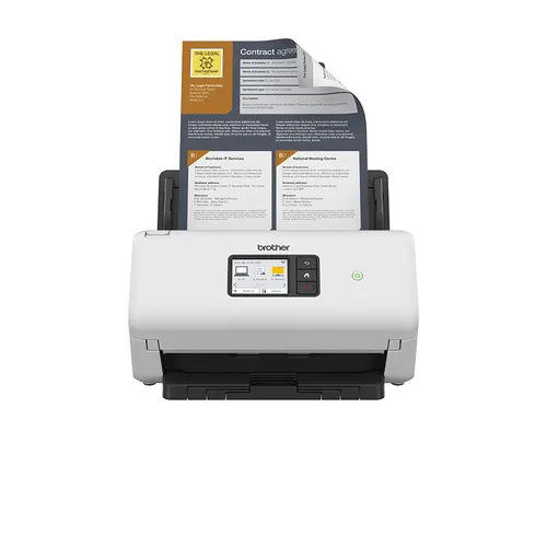 BROTHER Escaner de sobremesa ADS4550W de alta velocidad a doble cara, tarjeta de red cableada y WiFi. Velocidad 35hpm/70ppm - ADF 60 hojas - 6.000 hoj