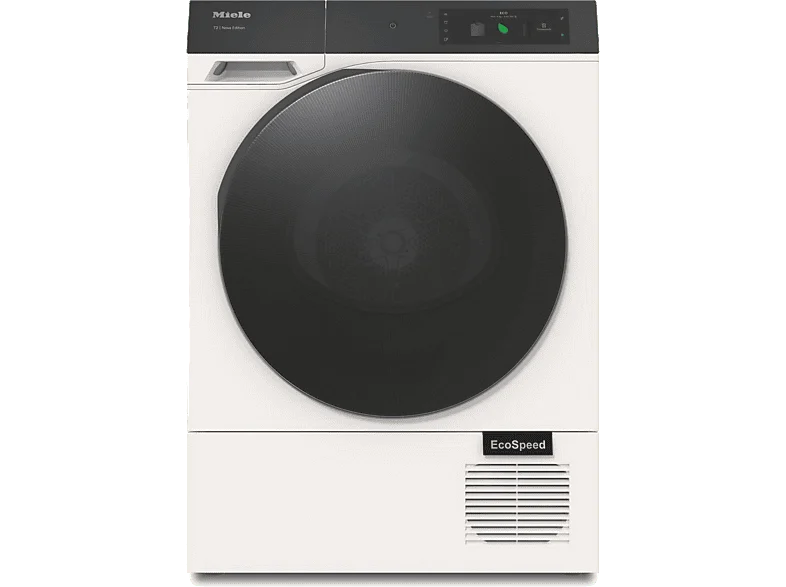 Secadora bomba de calor - Miele TQ 1000 WP, 9 kg, 22 Programas, Display Táctil, QuickPowerDry, SteamCare, Blanco loto