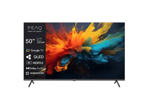TV QLED 50" - PEAQ PTV 50GQU-5026C, 4K, Smart/Google TV, DVB-T2, HDR10, Dolby Audio, Triple Tuner, Negro