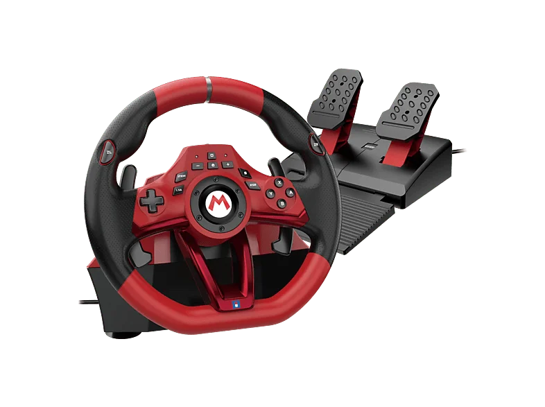 Volante Nintendo Switch 2- Hori Mario Kart Racing Wheel Pro Deluxe, Compatible con Switch™, de 22 cm diámetro, Rojo y negro