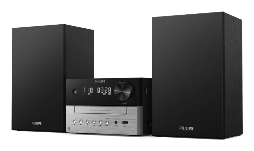 Microcadena - PHILIPS TAM3205M2/12, FM, CD, USB, Entrada de audio, 20W, Altavoces Bass Reflex, Bluetooth 5.4, Negro