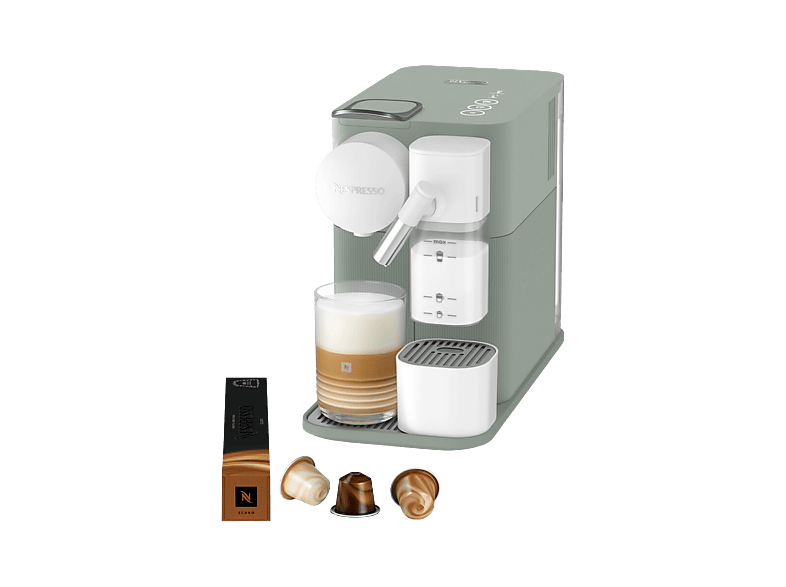 Cafetera de cápsulas - De'Longhi Lattissima One EN510.GR, 19 bar, 1 l, 1450 W, Depósito leche, Apagado automático, Verde