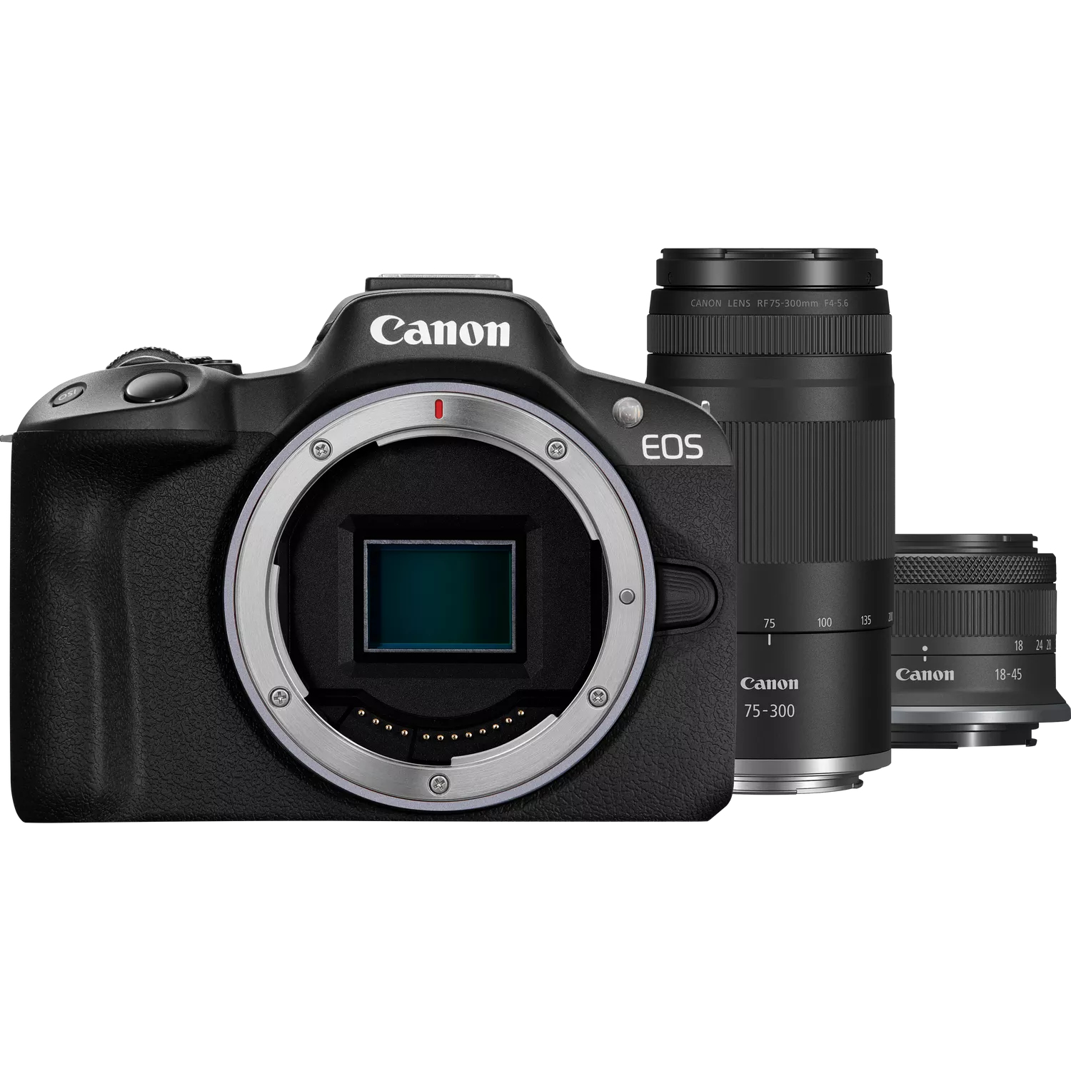 Canon - Cámara evil Canon EOS R50 + objetivo RF-S 18-45mm F4.5-6.3 IS STM + objetivo RF 75-300mm F4-5.6.