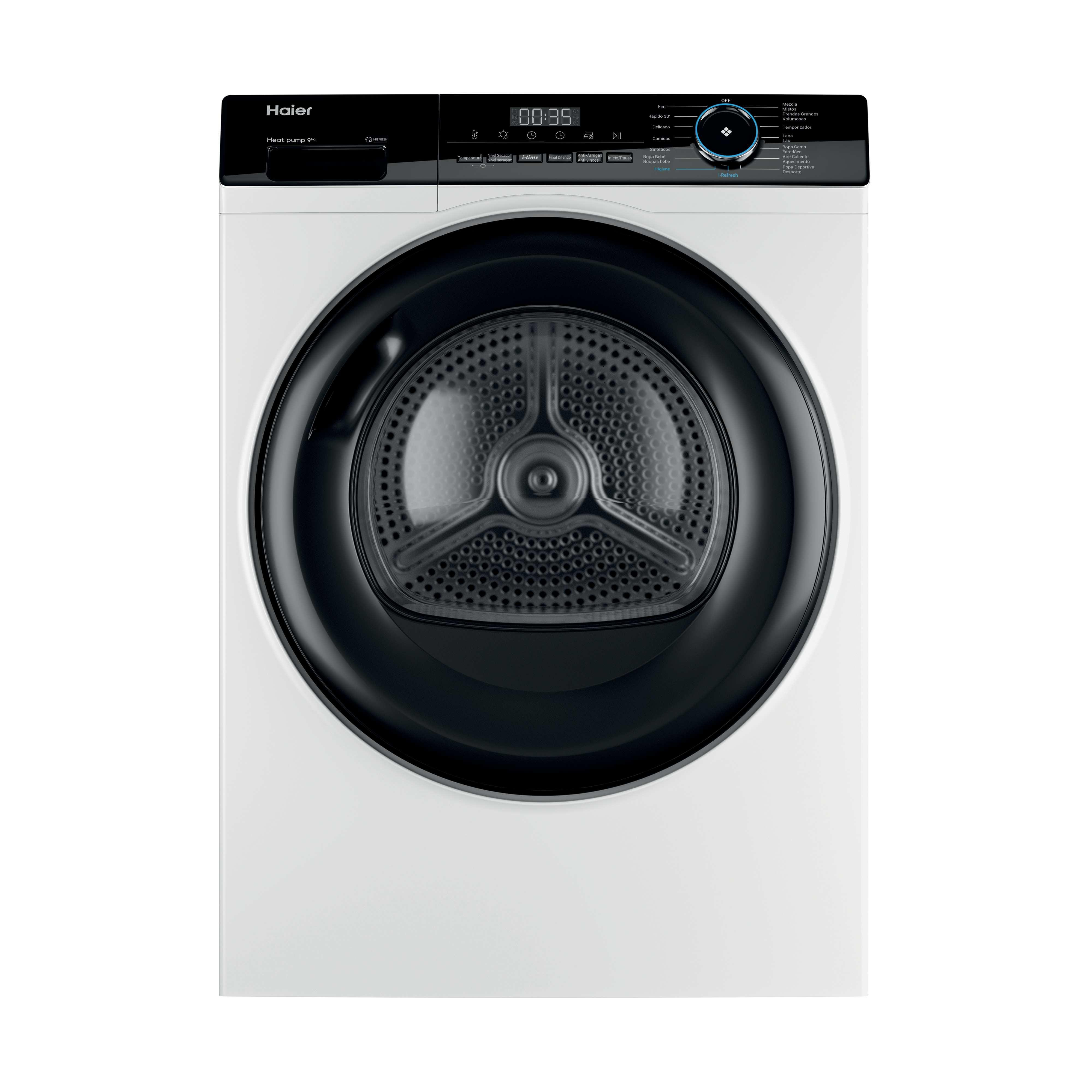 Secadora bomba de calor - Haier I-Pro Series 3 HD90-A3939-IB, 9 kg, 15 programas, Programa higiene, Filtro en 1, Blanco