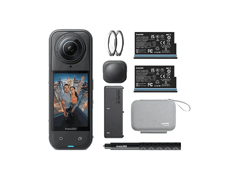 Cámara deportiva - Insta360 X5 Esencial, 8K, 360º, 185 min Autonomía, Vídeo HDR Activo 5,7K a 60 fps, Negro