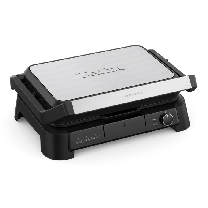 Tefal SuperGrill 3 en 1 XL, Grill, Barbacoa y Horno, 2200 W, Termostato Regulable, Superficie Amplia, Inox