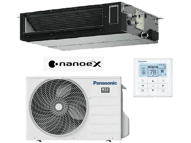 Aire acondicionado por conductos - Panasonic KIT-140PF3Z5-6, 12040 fg/h, 14KW + NAOEX 25 CM, Blanco