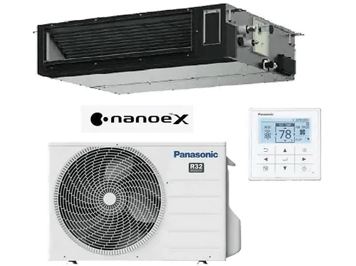 Aire acondicionado por conductos - Panasonic KIT-140PF3Z5-6, 12040 fg/h, 14KW + NAOEX 25 CM, Blanco