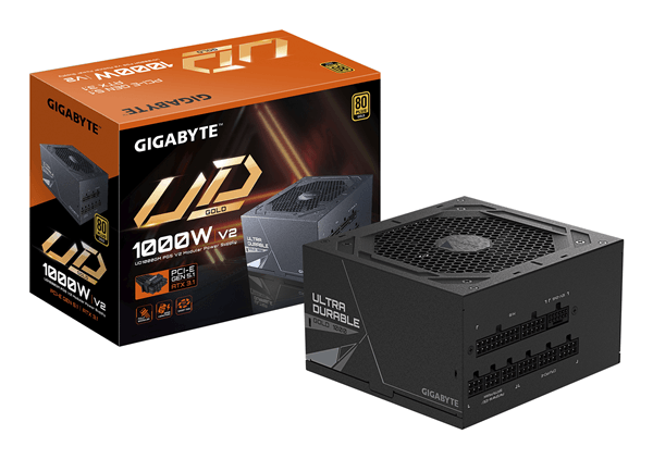Fuente Alimentación 1000W GIGABYTE UD1000GM PG5 V2 Fuente de Alimentación – PCIe Gen 5.1, 80 PLUS Gold, Diseño completamente modular, Ventilador de 1