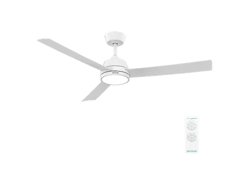 Ventilador de techo - Cecotec EnergySilence Aero 452 QuickSnap White, 3 aspas, Luz LED, 6 velocidades, Mando, Temporizador, Verano/invierno, Blanco