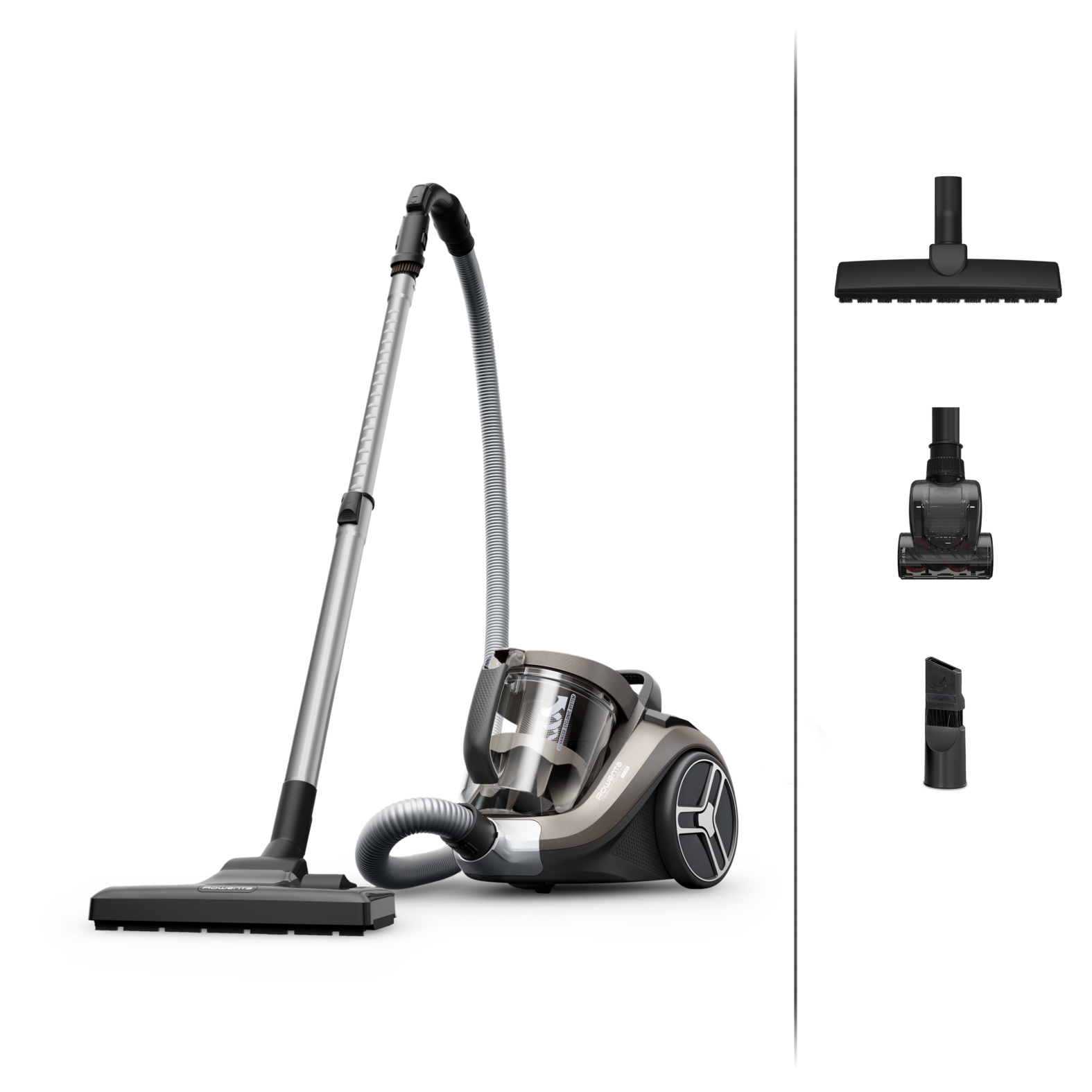 Rowenta Compact Power XXL de Rowenta, Aspiradora sin bolsa, Motor de bajo consumo (máx. 900 W), Filtración ciclónica avanzada de 3 niveles, 2,5 L, Compacta, Animal kit