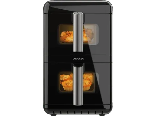 Freidora de aire - Cecotec Cecofry DuoLevel 12000 Window, 12 L, 2 cubetas 6 3000 W, 10 programas, Sync, Match, Táctil, Negro