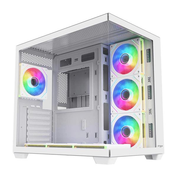 CAJA ATX FSP M341 CRISTAL TEMPLADO DUAL CHAMBER 7xARGB DISIPADOR MAX 160mm GPU MAX 410mm BLANCO