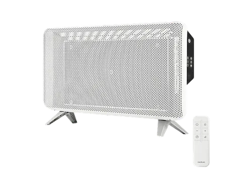 Calefactor portátil - Cecotec ReadyWarm 2000 Graphene, 1800W, Termostato 15-40 ºC, Mando, Temporizador 12 h, Cobertura 20 m², Blanco