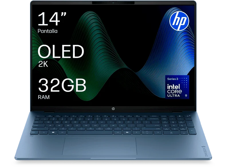 Portátil - HP OmniBook 5 Next Gen AI 14-hh0002ns Copilot+PC, 14"2K, Intel® Core™ Ultra 9 386H,50 TOPS, 32GB RAM, 1TB SSD, Windows11 Home, Sin cargador