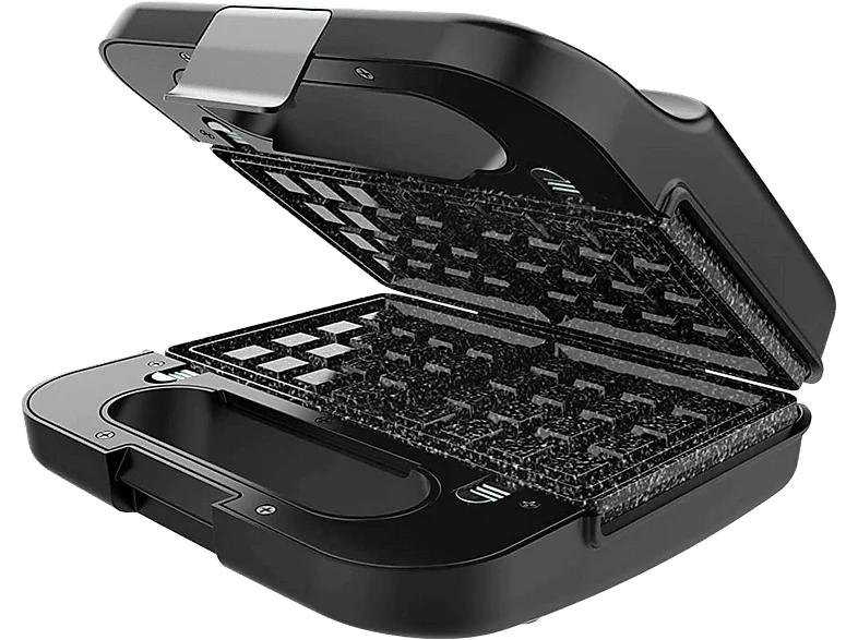 Sandwichera - Cecotec 04309, 3 placas desmontables, 1000 W, Revestimiento RockStone, Negro
