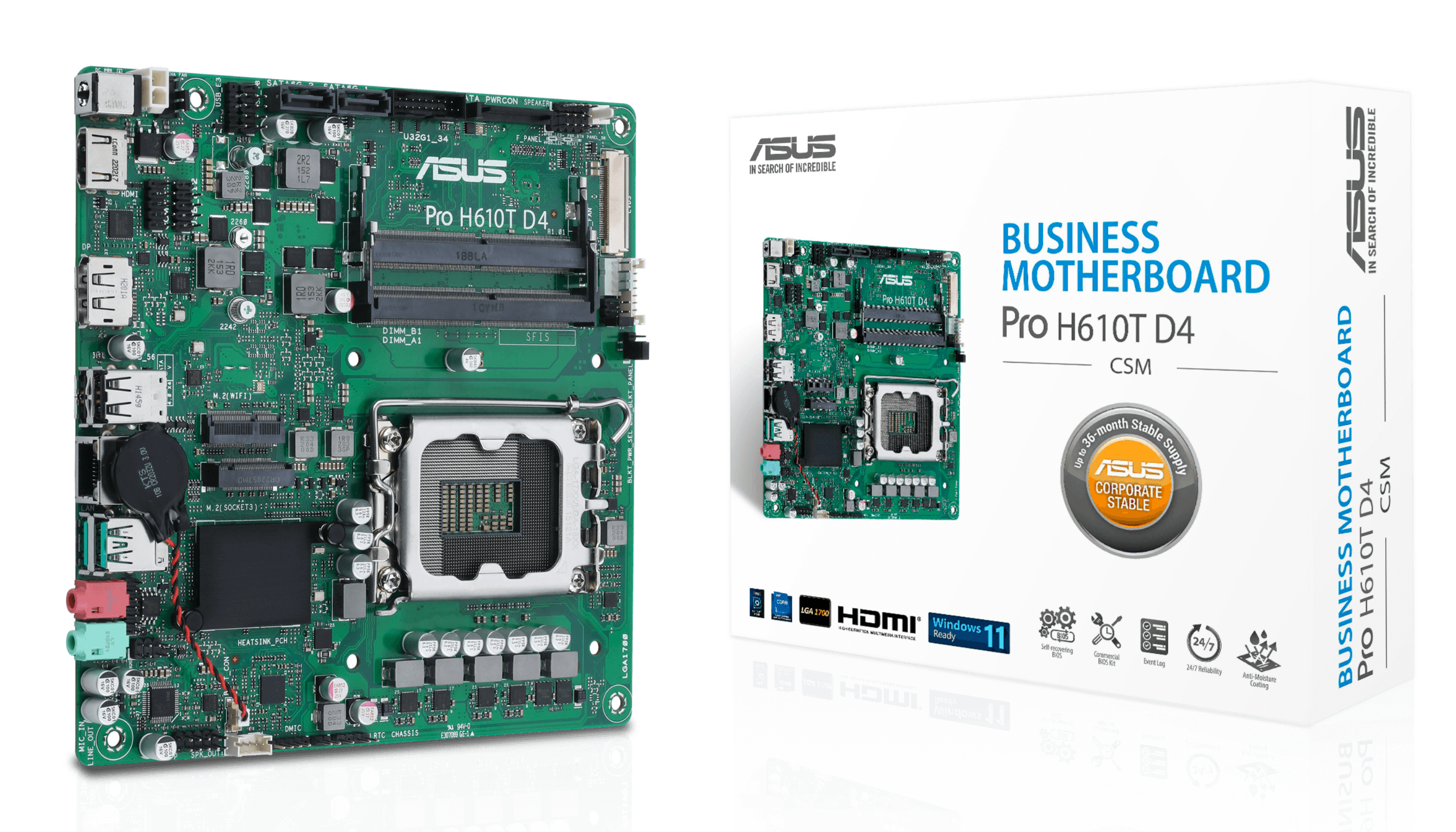 ASUS Pro H610T D4-CSM Intel H610 LGA 1700 Thin Mini 90MB1AM0-M0EAYC