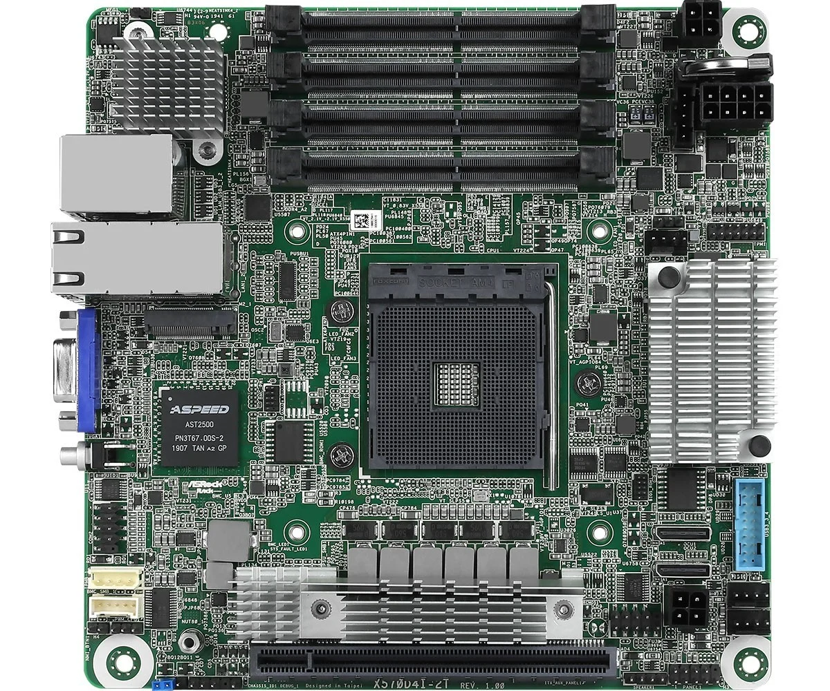 ASRock X570D4I-2T, 1xSKT AM4, AMD Ryzen, X570, SATA, 1xM.2 X570D4I-2T